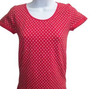 ---  Jane Blue Red & White Polka Dot Stretch Top Small
